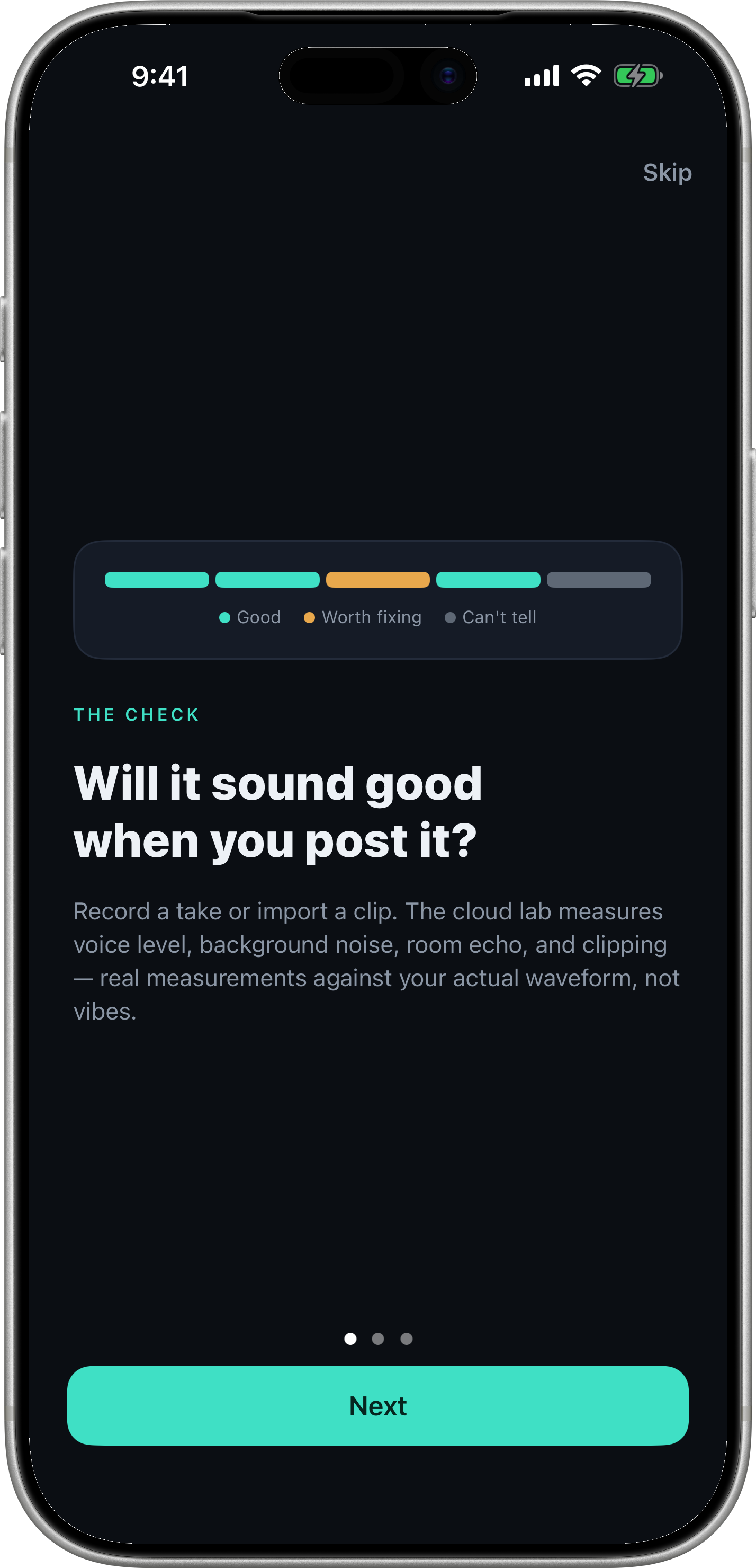 Onboarding — 'The check': will it sound good when you post it?